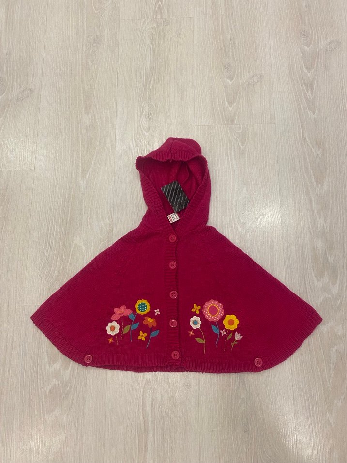 Lcw 12-18 Ay Kapüşonlu Fuşya Nakışlı Kız Panço - Görsel 3