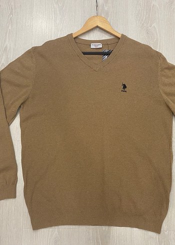 US Polo XXL Kum Beji V Yaka Erkek Pamuklu Triko Kazak - Görsel 10