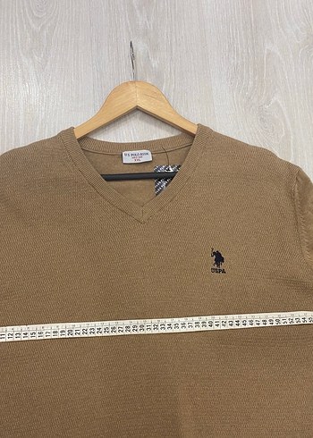 US Polo XXL Kum Beji V Yaka Erkek Pamuklu Triko Kazak - Görsel 14