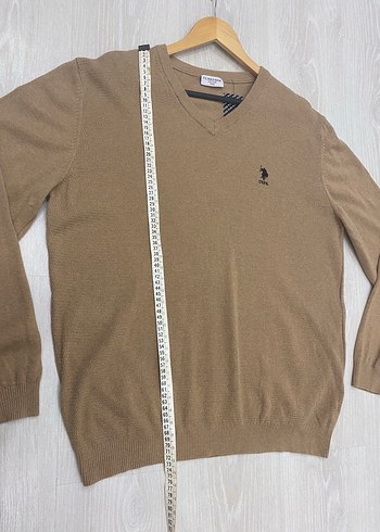 US Polo XXL Kum Beji V Yaka Erkek Pamuklu Triko Kazak - Görsel 13
