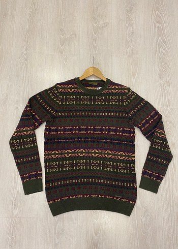 Loft M Erkek Retro Desenli Haki Yünlü Kazak - Görsel 13