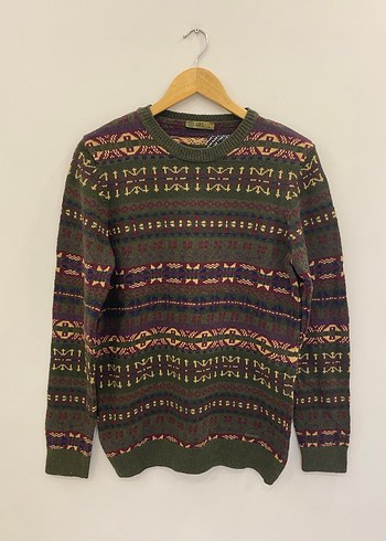 Loft M Erkek Retro Desenli Haki Yünlü Kazak - Görsel 2