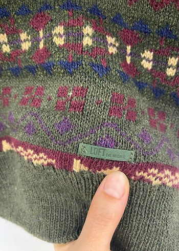 Loft M Erkek Retro Desenli Haki Yünlü Kazak - Görsel 7