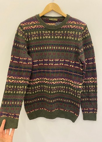 Loft M Erkek Retro Desenli Haki Yünlü Kazak - Görsel 9