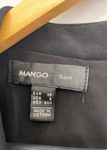 Mango XS Deri Detaylı Siyah V Yaka Kısa Elbise - Görsel 6