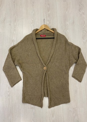 S/M uyumlu Bej Kadın Örgü Yünlü Hırka - Görsel 12