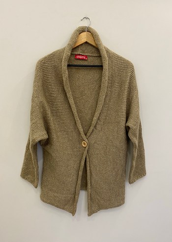 S/M uyumlu Bej Kadın Örgü Yünlü Hırka - Görsel 3