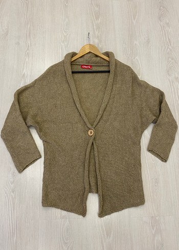 S/M uyumlu Bej Kadın Örgü Yünlü Hırka - Görsel 11