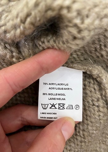 S/M uyumlu Bej Kadın Örgü Yünlü Hırka - Görsel 7