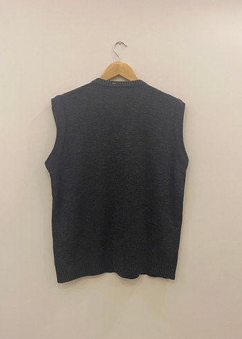 Gri V Yaka Baklava Desenli Erkek Süveter - Görsel 8