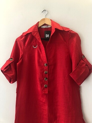 Zara Zara XS Kırmızı Keten Elbise