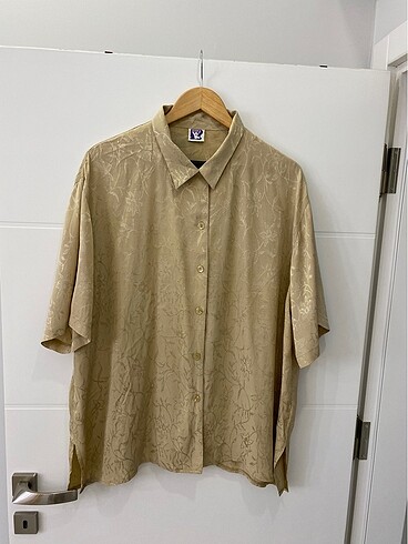 C&A C&A XXL beden Bej Dore Desenli Vintage Viskon Gömlek