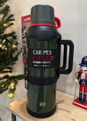 Khaki Renkli Büyük Vakumlu Termos 4 LT - Görsel 2