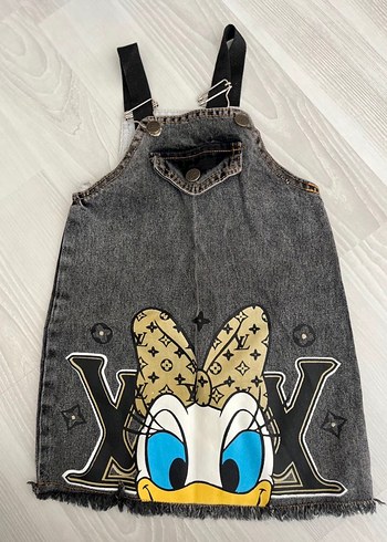 Kız Çocuk Gri Kot Elbise - Görsel 3