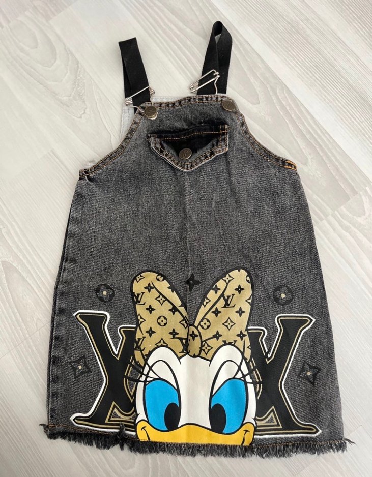 Kız Çocuk Gri Kot Elbise - Görsel 3