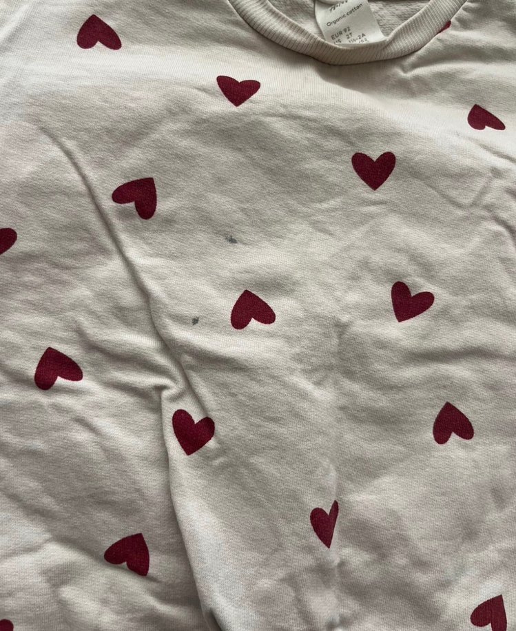 Kızlar için uzun kollu kalp desenli sweatshirt - Görsel 2