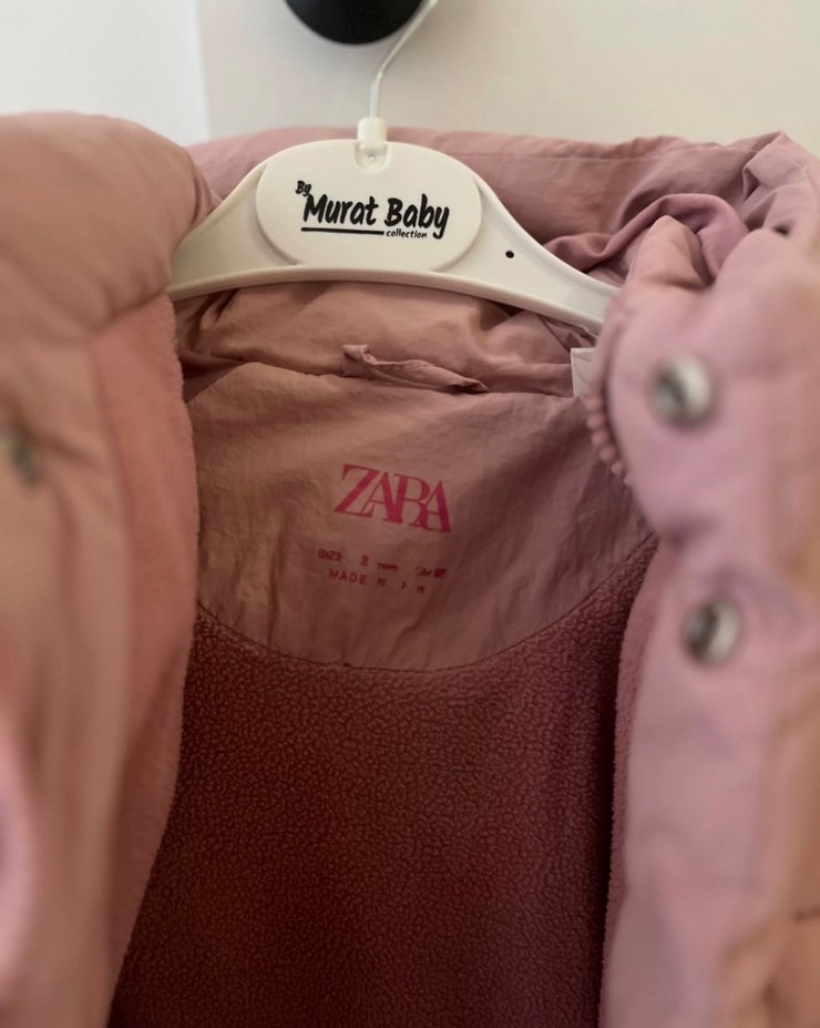 Kız Çocuk Pembe Kapüşonlu Düğmeli Mont - Görsel 2