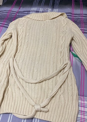 Bayan Beyaz Örgü Hırka - Görsel 5