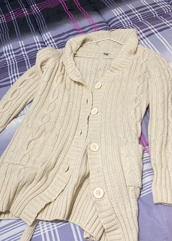 Bayan Beyaz Örgü Hırka - Görsel 6