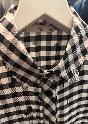 Faik Sönmez Düğmeli Uzun Kollu Kareli gömlek Elbise - Görsel 2