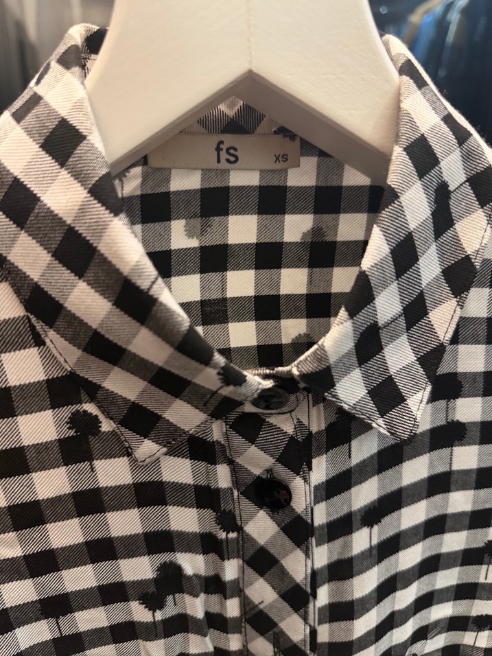 Faik Sönmez Düğmeli Uzun Kollu Kareli gömlek Elbise - Görsel 2