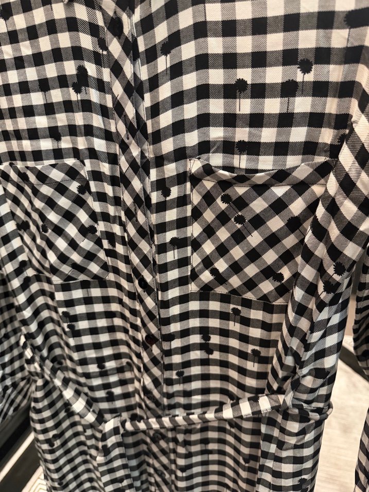 Faik Sönmez Düğmeli Uzun Kollu Kareli gömlek Elbise - Görsel 3