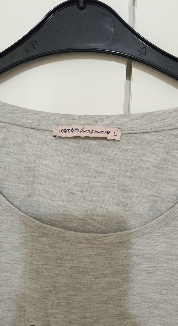 Gri Baskılı Kısa Kollu Hamile Tişörtü - Görsel 2