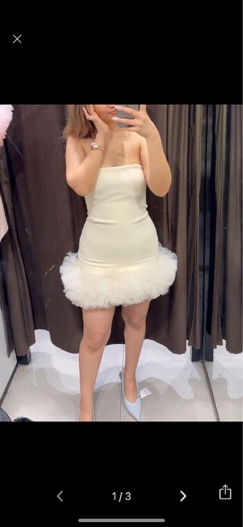 Zara tül detaylı kısa elbise