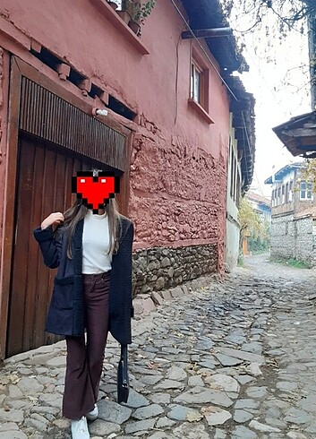 Zara Kahverengi kadife ispanyol paça pantolon
