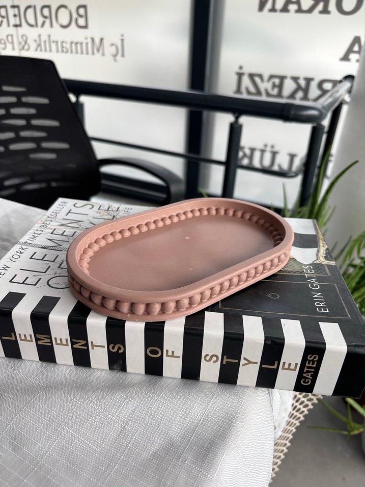 Pastel Bej Oval sunum tepsisi - Görsel 5