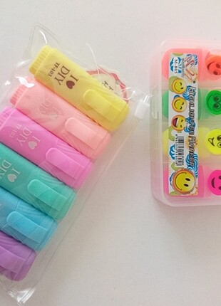 6 li.mini FOSFORLU işaretleme kalmak ve 4 lü mini fosforlu kalem