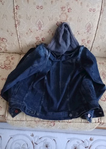 Kapüşonlu Mavi Erkek Kot Ceket - Görsel 3