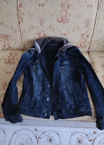 Kapüşonlu Mavi Erkek Kot Ceket - Görsel 2