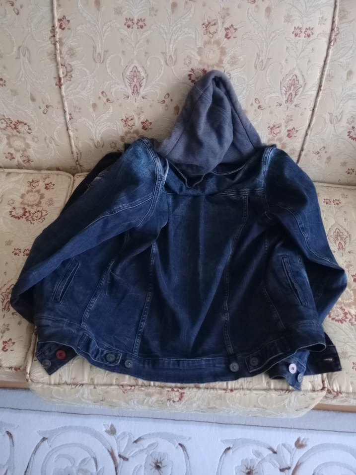 Kapüşonlu Mavi Erkek Kot Ceket - Görsel 3