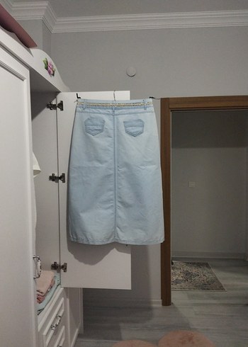 Diğer Kadın Mavi Midi Kot Etek