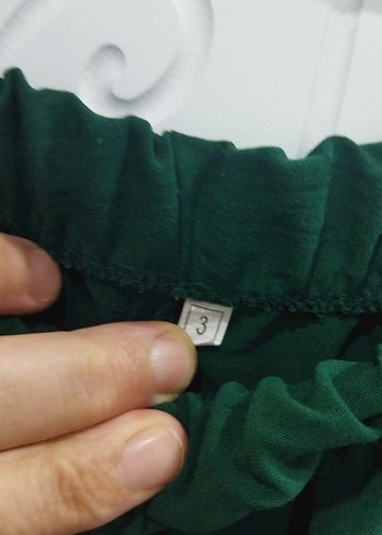 46 Beden Kadın Yeşil Salaş Uzun Kumaş Pantolonlu tunik takım