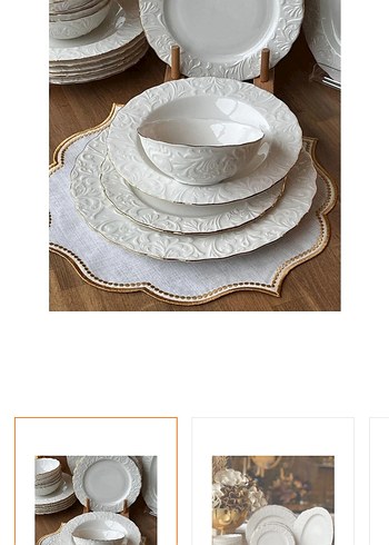 Beyaz Kabartmalı Yemek Takımı