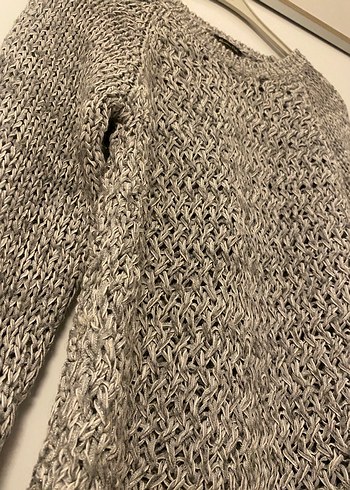 Gri Örgü Kadın Triko Kazak - Görsel 2
