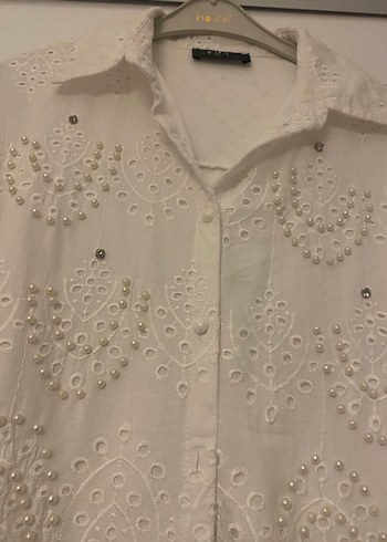 Uzun Kollu Nakışlı Beyaz Bohem Gömlek - Görsel 2