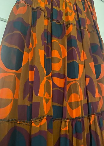 Bohem Çok Renkli Pilili Uzun Etek - Görsel 2