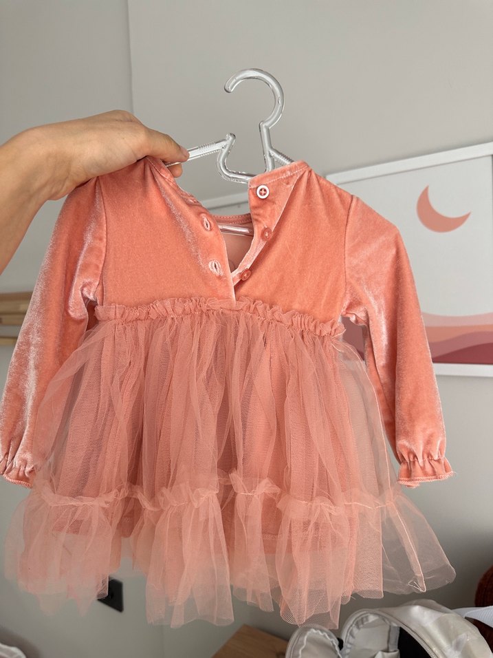 Pembe Uzun Kollu Kız Elbisesi - Görsel 2