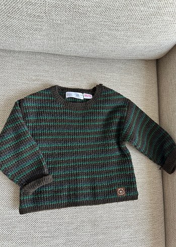 Gri Nakışlı Erkek Çocuk Yünlü Fermuarlı Kazak - Görsel 6