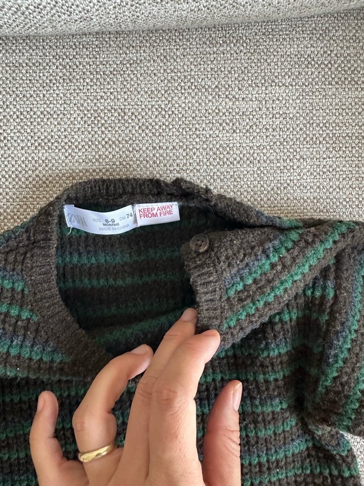 Gri Nakışlı Erkek Çocuk Yünlü Fermuarlı Kazak - Görsel 5