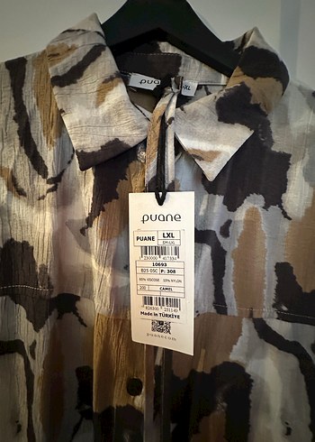 Düğmeli, uzun kollu, bol kesim kahverengi gömlek - Görsel 5