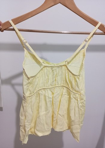 Sarı Dantel Detaylı Bohem Mini Askılı Bluz - Görsel 2
