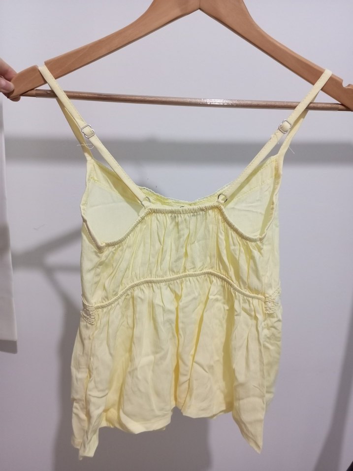 Sarı Dantel Detaylı Bohem Mini Askılı Bluz - Görsel 2