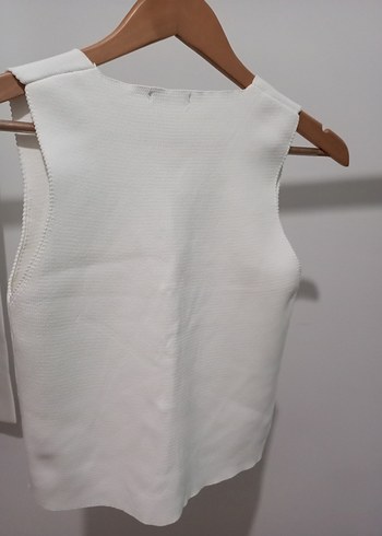 Beyaz V Yaka Kolsuz Kadın Yelek - Görsel 3