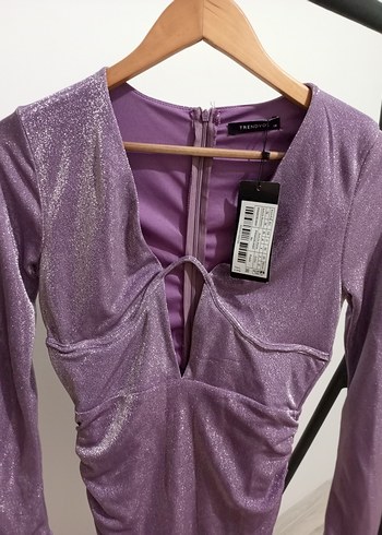 Lila simli elbise - Görsel 3