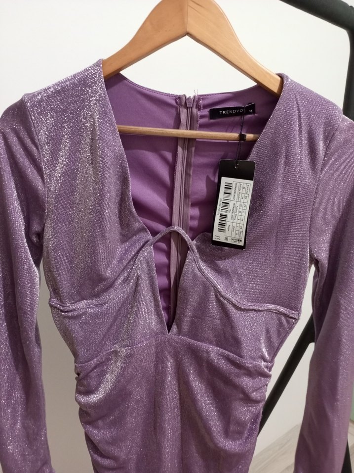 Lila simli elbise - Görsel 3