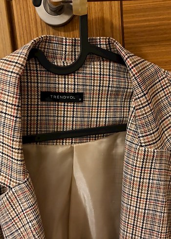 Bej Ekose Desenli Kadın Blazer Ceket - Görsel 3